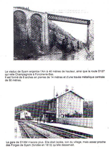 Le viaduc de Syam 46 metres de hauteur sur l'Ain.  Gare de Syam  Jura