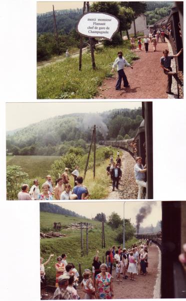 Arrêt en Gare du Vaudioux repatinage de la machine.Le convoi était trops lourd et trops de voiture 1985