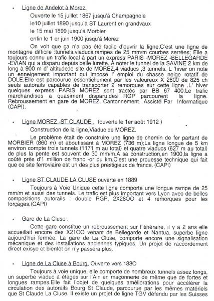                        Ligne Andelot Jura.  La Cluse Ain