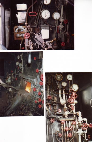 Intérieur  de la machine coté mécanicien le foyer coté chauffeur