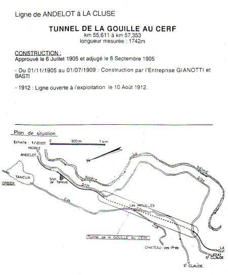                 Tunnel de la Gouille au Cerf  longueur 1742m