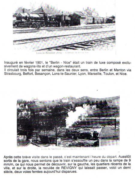 l'Arrivée du Berlin Nice inauguré en février 1901   Gare de Lons le Saunier Jura