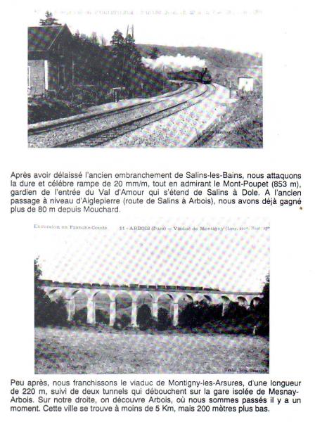 Passage à niveau d'Aiglepierre à Marnoz Jura alt 357 m Le train 511 Avril 1906   Viaducs de Montigny  Jura   ( longueur 220 m hauteur27 m ).