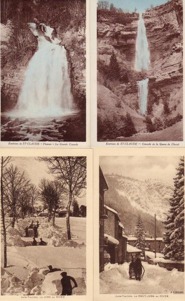Environs Saint-Claude Jura. flumen La Grande Cascade. Cascade de la Queue de Cheval.  Neige dans le Jura