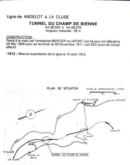            Tunnel du Champ de Bienne longueur 39m