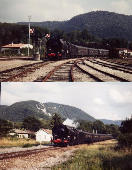 Voyage Lons-le-Saunier Evian 1989. Arrivée en Gare de La Cluse. Passage en Gare de Cize Bolozon