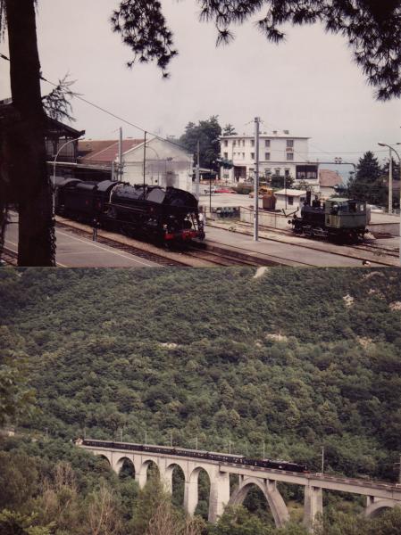  Voyage Lons-le-saunier Evian 1989. Gare d'Evian Viaduc de Longeray.